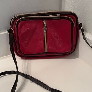 Red Leather Crossbody Bag - Valentina